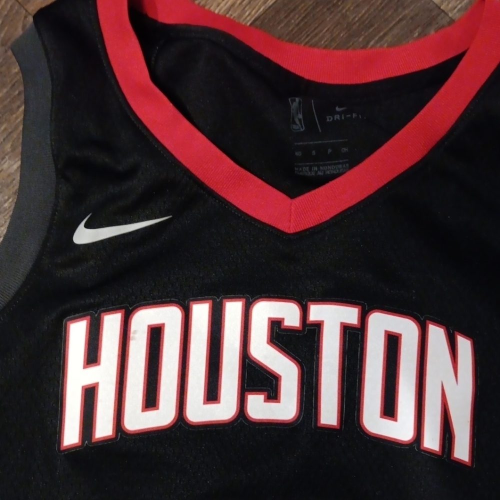 Nike Houston Basketball Jersey Black Red semi new - Picture 2 of 4
